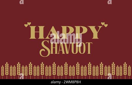Happy Shavuot testo straordinario e disegno di illustrazione di sfondo colorato Illustrazione Vettoriale