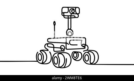 Disegno a linea continua singolo in stile vintage astronauta. Concetto di viaggiatore cosmico astronauta. Disegno a una linea alla moda disegno grafico illustrazione vettoriale. Illustrazione Vettoriale