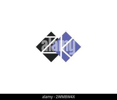 Modello vettoriale di design lettera creativa ZK logo Illustrazione Vettoriale