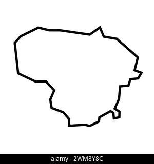Silhouette nera spessa del paese lituano. Mappa semplificata. Icona vettoriale isolata su sfondo bianco. Illustrazione Vettoriale