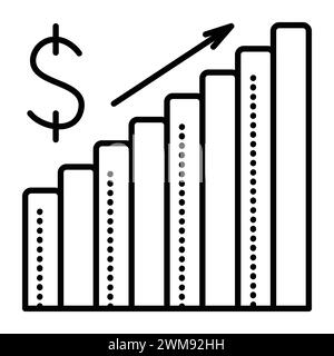 Crescita dei prezzi, aumento dei salari, icona vettoriale della linea nera Illustrazione Vettoriale