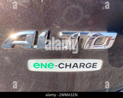 Vista ravvicinata del logo Suzuki alto ENE-Charge: SWAT, Pakistan - 01 gennaio 2024. Foto Stock