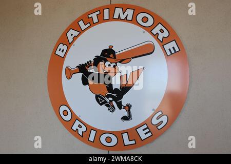 Sarasota FL USA; Una vista generale della segnaletica dei Baltimore Orioles allo stadio prima dell'Home Opener in una partita di allenamento primaverile della MLB contro i Bo Foto Stock