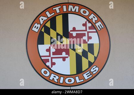 Sarasota FL USA; Una vista generale della segnaletica dei Baltimore Orioles allo stadio prima dell'Home Opener in una partita di allenamento primaverile della MLB contro i Bo Foto Stock