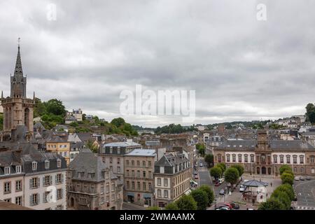 Vista sulla città di Morlaix a nord del dipartimento Finistere, Bretagna, Francia Foto Stock