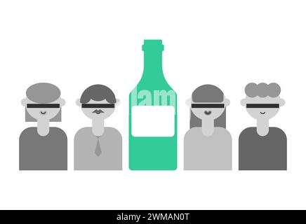 Logo del Club anonimo degli alcolisti. Persone e alcol. Concetto per l'incontro di persone con l'icona dell'alcolismo Illustrazione Vettoriale