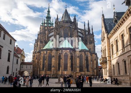 Praga, Repubblica Ceca - gennaio 2024: The St Cattedrale Vito di Praga. Foto Stock