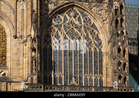Praga, Repubblica Ceca - gennaio 2024: Dettagli della chiesa di San Cattedrale Vito di Praga. Foto Stock