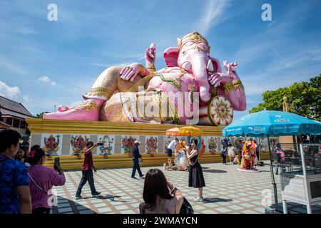 La Ganesha a Wat Saman Rattanaram nella città di Mueang Chachoengsao nella provincia di Chachoengsao in Thailandia. Thailandia, Chachoengsao, 3, 20 novembre Foto Stock