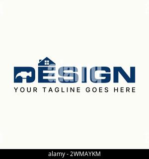 Design del logo concept grafico materiale vettoriale creativo premium segno astratto lettera Design home font Hammer. Correlare la ristrutturazione di proprietà dell'architetto monogramma Illustrazione Vettoriale