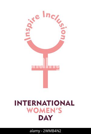 Giornata internazionale delle donne 2024, poster concettuale. Il tema della campagna ispira l'inclusione. Illustrazione Vettoriale