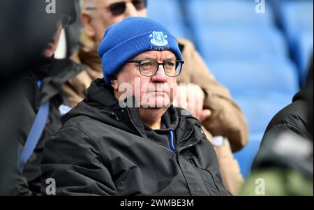 Tifosi dell'Everton durante la partita di Premier League tra Brighton e Hove Albion e Everton all'American Express Stadium di Brighton, Regno Unito - 24 febbraio 2024 foto Simon Dack / Telephoto Images solo uso editoriale. Niente merchandising. Per le immagini di calcio si applicano restrizioni fa e Premier League inc. Non è consentito l'utilizzo di Internet/dispositivi mobili senza licenza FAPL. Per ulteriori dettagli, contattare Football Dataco Foto Stock