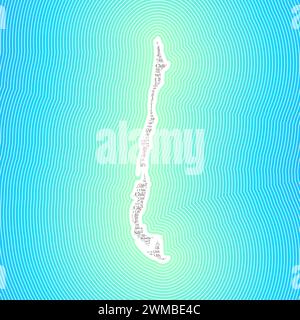 Forma cilena formata dal nome del paese in più lingue. Confine cileno su elegante sfondo sfumato a righe. Poster vibrante. Illustrazione Vettoriale