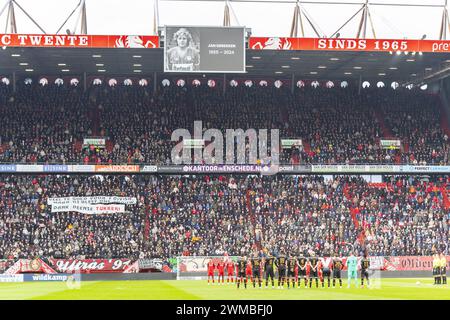 Enschede, Paesi Bassi. 25 febbraio 2024. ENSCHEDE, Stadio Grolsch veste, 25-02-2024, stagione 2023/2024, olandese Eredivisie Football Jan Sorensen durante la partita Twente - Go Ahead Eagles Credit: Pro shots/Alamy Live News Foto Stock