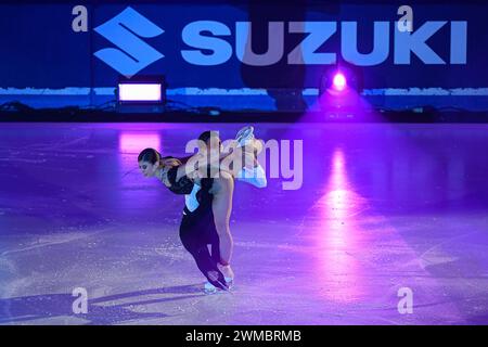 Torino, Italia, Italia. 24 febbraio 2024. Italia, Torino 24 febbraio 2024 PalaVela .'Lights on U' show per i Giochi Mondiali invernali universitari di Torino 2025.Rebecca Gilardi - Filippo Ambrosini (Credit Image: © Tonello Abozzi/Pacific Press via ZUMA Press Wire) SOLO USO EDITORIALE! Non per USO commerciale! Foto Stock