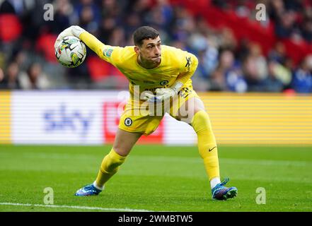 Il portiere del Chelsea Djordje Petrovic durante la finale della Carabao Cup allo stadio di Wembley, Londra. Data foto: Domenica 25 febbraio 2024. Foto Stock