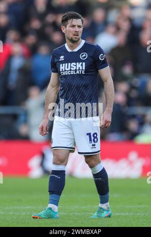 Southampton, Regno Unito. 24 febbraio 2024. Il difensore del Millwall Ryan Leonard (18) durante il Southampton FC contro Millwall FC al St.Mary's Stadium, Southampton, Inghilterra, Regno Unito il 24 febbraio 2024 Credit: Every Second Media/Alamy Live News Foto Stock