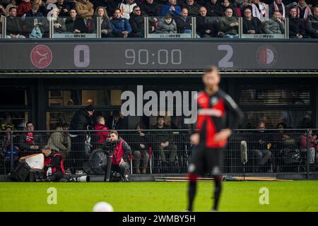 Almere, Paesi Bassi. 25 febbraio 2024. Almere - il punteggio è stato registrato durante la partita Eredivisie tra Almere City FC e Feyenoord allo Yanmar Stadion il 25 febbraio 2024 ad Almere, nei Paesi Bassi. Credito: Foto Box to Box/Alamy Live News Foto Stock