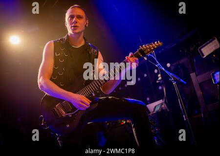 Copenaghen, Danimarca. 23 febbraio 2024. La band power metal ceca Induction esegue un concerto dal vivo al Pumpehuset di Copenhagen. (Foto: Gonzales Photo - Nikolaj Bransholm). Foto Stock