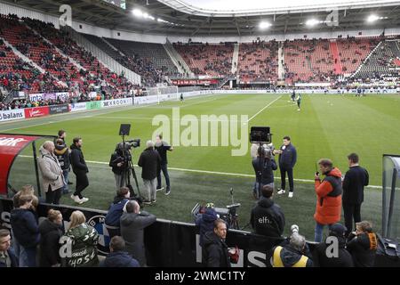 Alkmaar, Paesi Bassi. 25 febbraio 2024. ALKMAAR, 25-02-2024, AFAS Stadium, Dutch Eredivisie Football season 2023/2024. Corrispondenza tra AZ e Ajax. Credito panoramica stadio: Tiri professionisti/notizie dal vivo Alamy Foto Stock