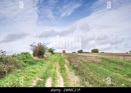 Mulino a vento Halnaker nascosto nei campi vicino a Chichester nella campagna del West Sussex (Inghilterra, Regno Unito) Foto Stock