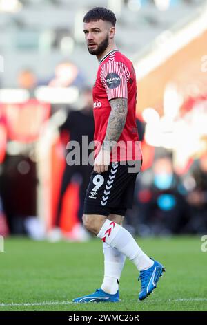 Southampton, Regno Unito. 24 febbraio 2024. Southampton attaccante Adam Armstrong (9) durante il Southampton FC contro Millwall FC al St.Mary's Stadium, Southampton, Inghilterra, Regno Unito il 24 febbraio 2024 Credit: Every Second Media/Alamy Live News Foto Stock