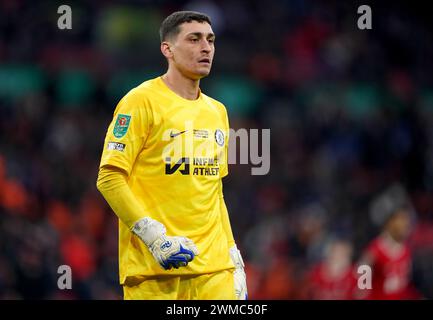 Il portiere del Chelsea Djordje Petrovic durante la finale della Carabao Cup allo stadio di Wembley, Londra. Data foto: Domenica 25 febbraio 2024. Foto Stock