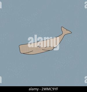 Illustrazione vettoriale disegnata a mano con le texture delle balene. Un animale dell'Antartide sott'acqua con texture Illustrazione Vettoriale
