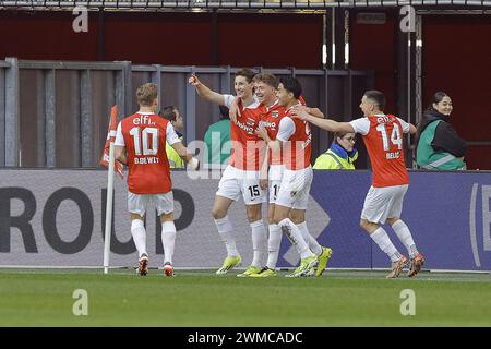 Alkmaar, Paesi Bassi. 25 febbraio 2024. ALKMAAR, 25-02-2024, AFAS Stadium, Dutch Eredivisie Football season 2023/2024. Corrispondenza tra AZ e Ajax. Crediti: Pro Shots/Alamy Live News Foto Stock