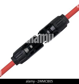 Connettore impermeabile che racchiude il cavo rosso Foto Stock