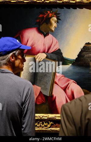 I visitatori possono ammirare il Ritratto allegorico di Dante dipinto dall'artista fiorentino nel tardo XVI secolo esposto nella Galleria Nazionale d'Arte di Washington DC.USA Foto Stock