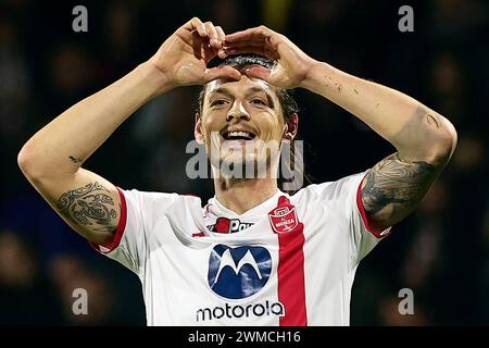 Milan Djuric dell'AC Monza gesti durante la partita di serie A tra US Salernitana e AC Monza allo stadio Arechi di Salerno (Italia), 24 febbraio 2024. Foto Stock