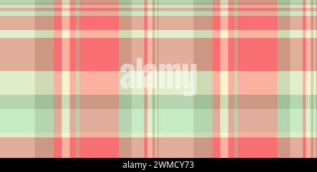 Tessuto con motivo natalizio tartan, tessuto a scacchi vettoriali per soggiorno. Ampio fondo a quadri senza cuciture di colore chiaro e arancione. Illustrazione Vettoriale
