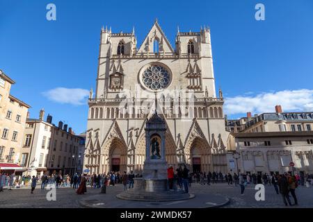 Cathédrale Saint-Jean-Baptiste de Lyon (cattedrale di Lione), Francia. Foto Stock