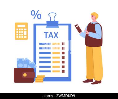 Consulente finanziario. Analizzare il budget aziendale o personale, calcolare le spese Illustrazione Vettoriale