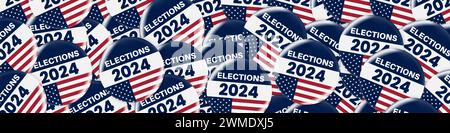 distintivo o spilla per le elezioni presidenziali del 2024. USA, USA, elezioni americane, segno di voto. Foto Stock