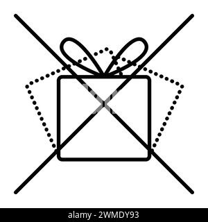 Non scuotere merci, pacchi postali fragili, cartello di divieto, icona del vettore con linea nera Illustrazione Vettoriale