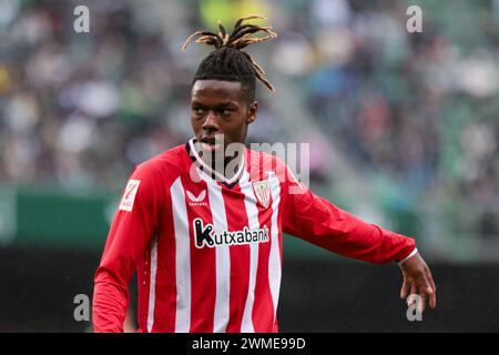 Siviglia, Spagna. 25 febbraio 2024. SIVIGLIA, SPAGNA - FEBBRAIO 25: Nico Williams di Athletic Club durante la Liga EA Sports match tra Real Betis e Athletic Club a Benito Villamarin il 25 febbraio 2024 a Siviglia, Spagna. (Immagine di credito: © Jose Luis Contreras/DAX tramite ZUMA Press Wire) SOLO PER USO EDITORIALE! Non per USO commerciale! Foto Stock