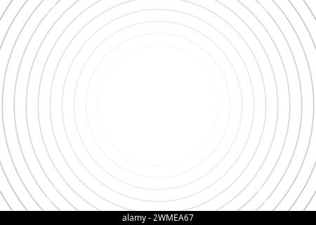 Sfondo dei cerchi concentrici sparsi. Increspature d'acqua, epicentro, sole scoppiato, radar, segnale radio, bersaglio, schema delle onde sonar. Carta da parati minimalista. Semplice illustrazione grafica. Illustrazione Vettoriale