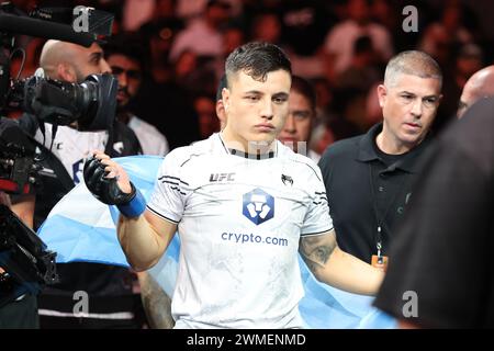 Città del Messico, Messico. 24 febbraio 2024. CITTÀ DEL MESSICO, mex - 24 febbraio: Daniel Zellhuber e Francisco Prado combattono nell'incontro leggero di 3 round all'Arena CDMX per UFC Fight Night - città del Messico il 24 febbraio 2024 a città del Messico, Distrito Federal, Messico. (Foto di Alejandro Salazar/AG Fight) credito: PX Images/Alamy Live News Foto Stock