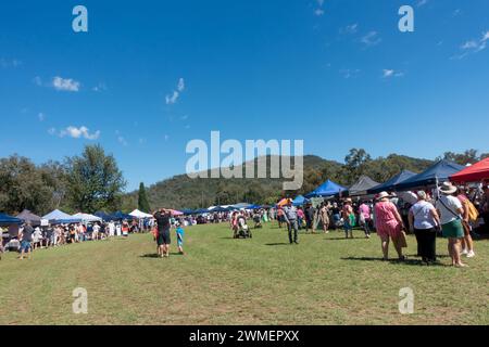 Folla al Currabubula Boutique Markets dicembre 2023, rurale NSW Australia. Foto Stock