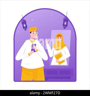Illustrazione del ramadan di saluto online Illustrazione Vettoriale