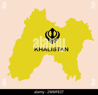 La mappa del Khalistan, Una visione di sovranità e identità, Punjab unito Illustrazione Vettoriale