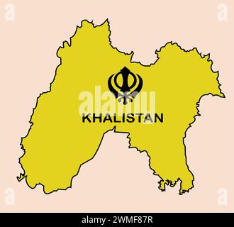 La mappa del Khalistan, Una visione di sovranità e identità, Punjab Unito Illustrazione Vettoriale