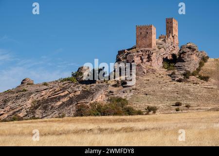 Castello di Zafra, 12 ° secolo, Campillo de Dueñas, Guadalajara, Spagna Foto Stock