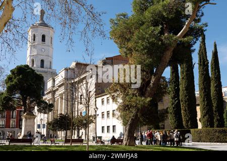 Vista dell'ingresso posteriore della cattedrale di Valladolid, accanto al vecchio convento Foto Stock