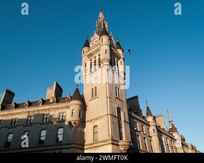 Clock tower Aberdeen Town House, Aberdeen, Scozia, Regno Unito. Foto Stock