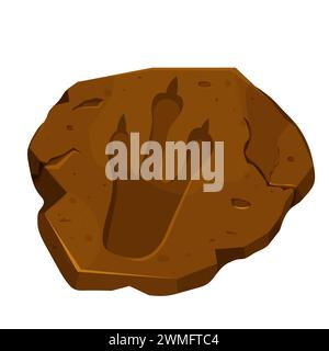 Fossili di dinosauro, impronte di zampe, sentiero per rettili isolato su sfondo bianco. Reperti archeologici e paleontologici. Illustrazione vettoriale Illustrazione Vettoriale