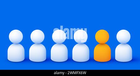 Distinguiti dalla massa. Un uomo unico in piedi tra le altre persone. Illustrazione vettoriale Illustrazione Vettoriale