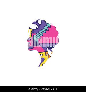 Art Illumination design Concept Head Human con geometrie astratte colorate di face Human Illustrazione Vettoriale